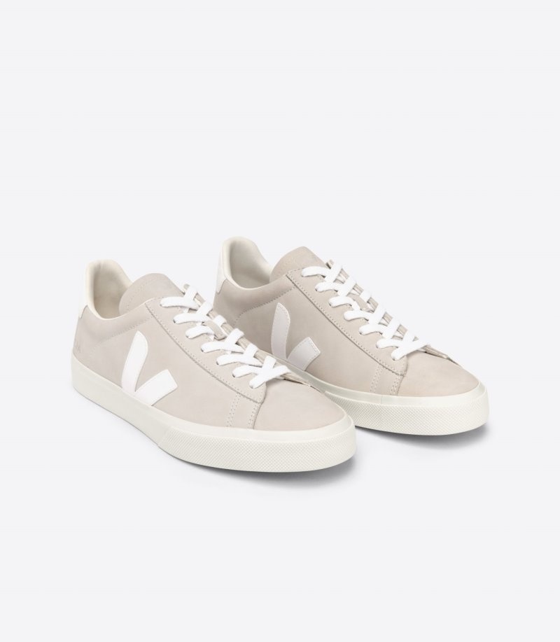 Tenis Veja Campo Nubuck Mujer Beige Blancas Colombia | R6XY7S