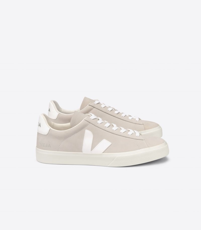 Tenis Veja Campo Nubuck Mujer Beige Blancas Colombia | R6XY7S