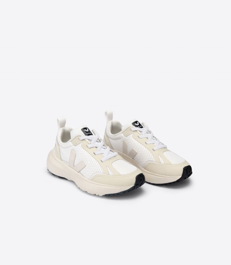 Tenis Veja Canary Elastic Laces Alveomesh Niños Blancas Gris Claro Colombia | HQQ-5649