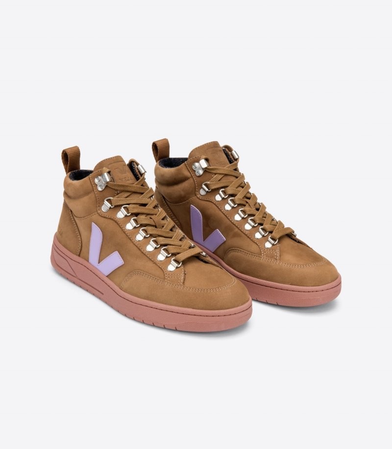 Tenis Veja Roraima Nubuck Mujer Marrones Moradas Colombia | 5Y6J9S