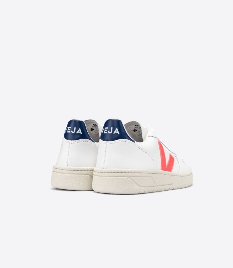 Tenis Veja V-10 Cuero Hombre Blancas Naranjas Azules Oscuro Colombia | LVNXE2