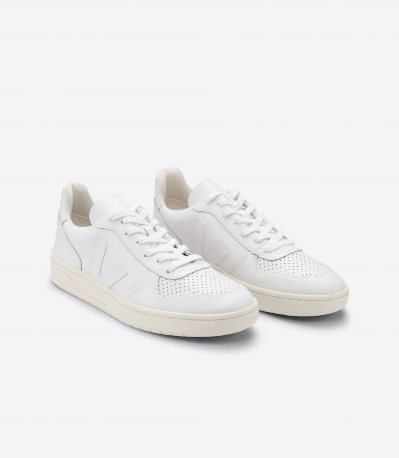 Tenis Veja V-10 Cuero Mujer Blancas Colombia | YO8NLA