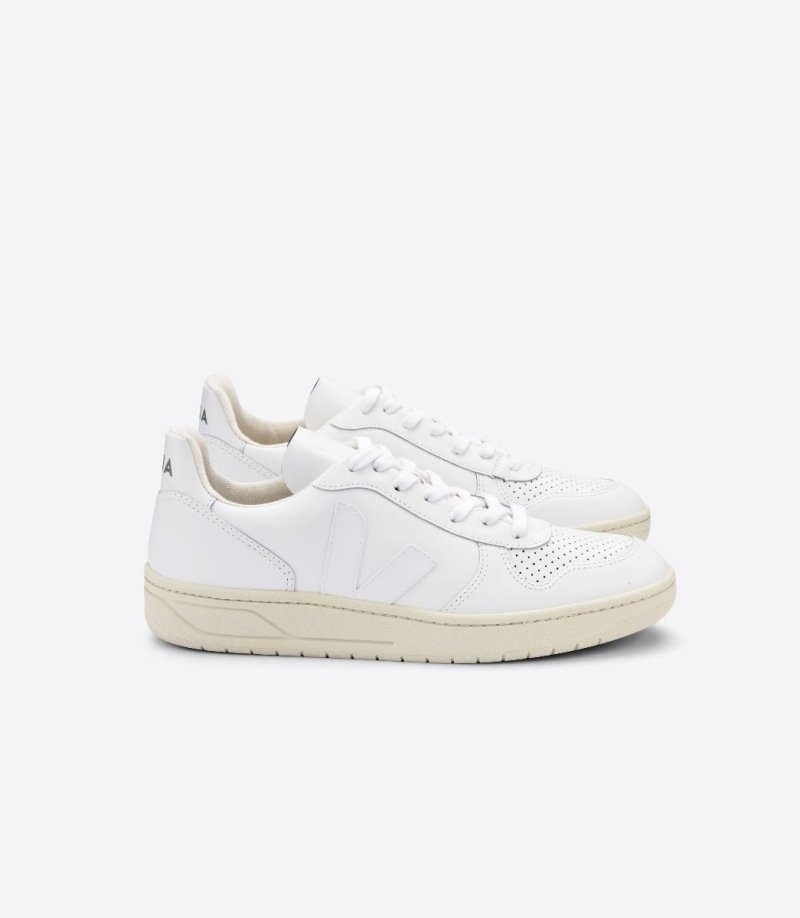 Tenis Veja V-10 Cuero Mujer Blancas Colombia | YO8NLA