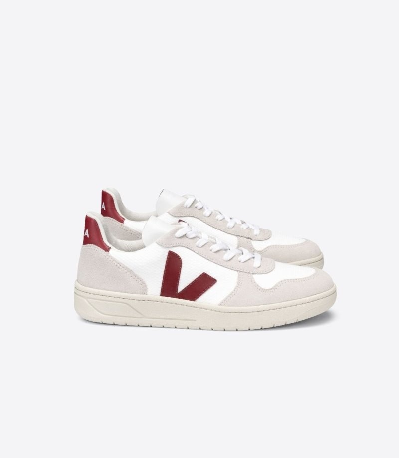 Tenis Veja Vstore V-10 Bmesh Mujer Blancas Beige Burdeos Colombia | 7Q8NH2